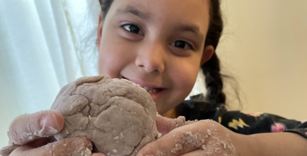 Utica Academy of Science elementary students in Miss Monahan and Mrs. Ferguson’s kindergarten classes created Cloud Dough.