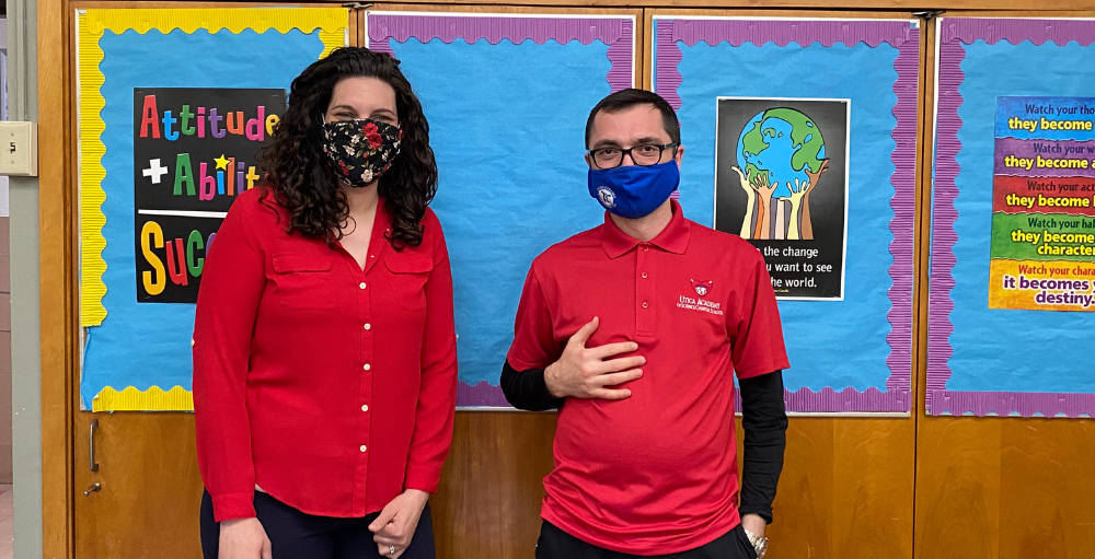 Utica Academy of Science middle school teachers wear SANY red to not only show their school spirit but also their support for the American Heart Association’s ‘Go Red for Women’ Campaign - a campaign the students were actively involved in throughout the month of February.