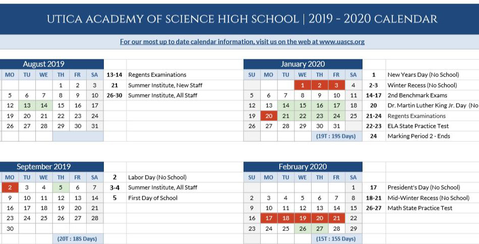 Visit the Academic Calendar page on our website to download a copy of the 2019 - 2020 Academic Calendar