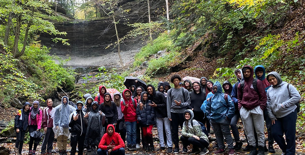 High School Atoms explore Tinker Falls for a hands-on Earth Science field trip