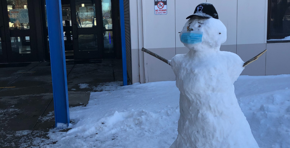 Utica Academy of Science high school welcomes a new ‘greeter’ who brings joy and happiness to all. Thanks, IT team for creating this wonderful snowman!
