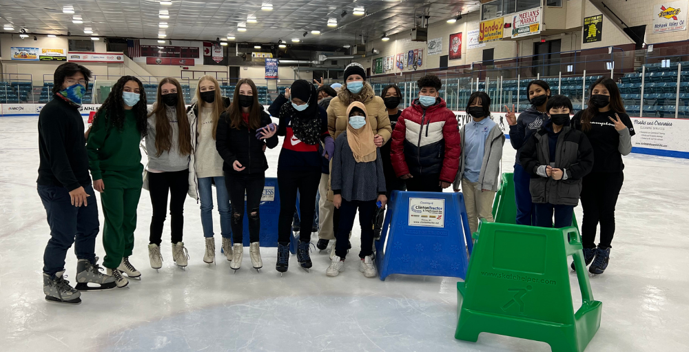 Utica Academy of Science junior-senior high school ENL students visited the Clinton Arena for an ice skating field trip.