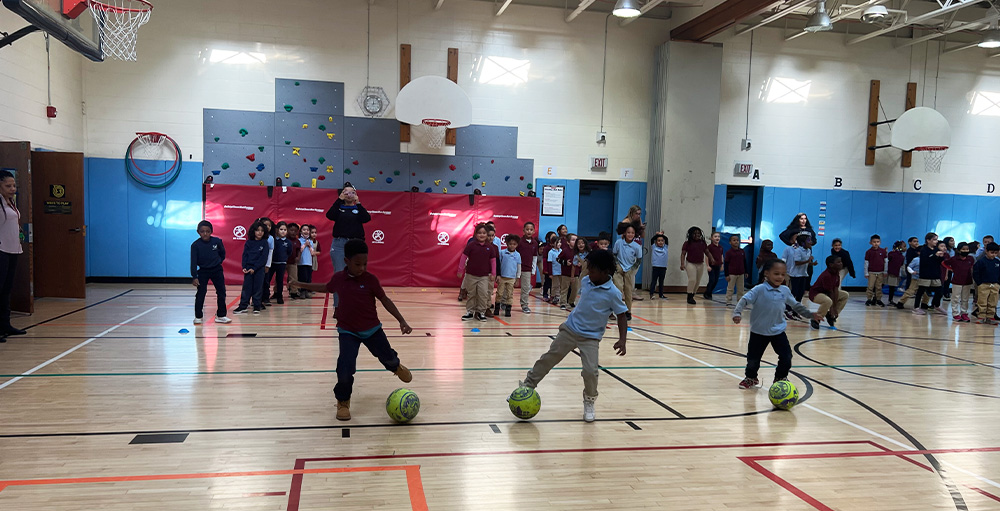 UAS Elementary Scholars Practice their Skills with a Professional Soccer Team