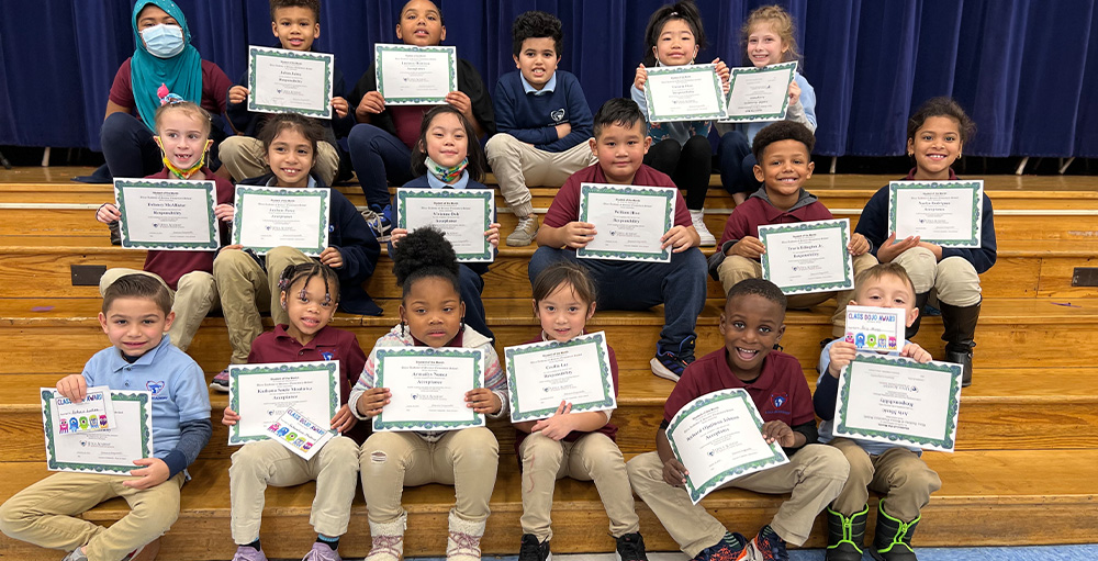 Utica Academy of Science Elementary Atoms are Awarded at Students of the Month Assembly